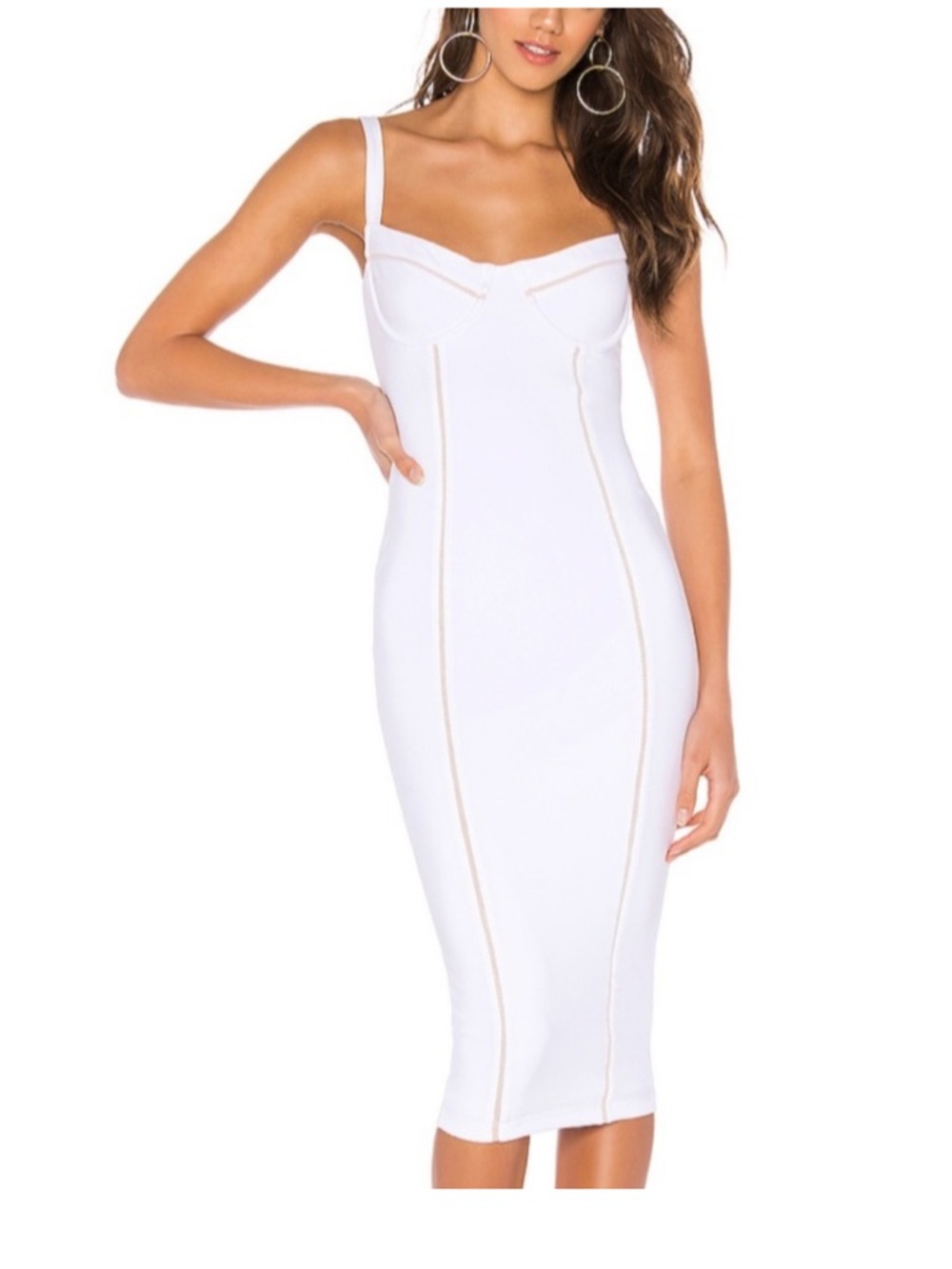 Nookie Chicago Midi Dress White Bodycon Sweetheart Neckline Medium
